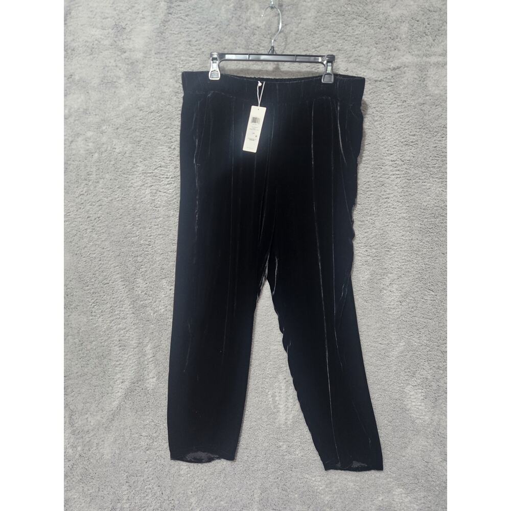 Eileen Fisher Pants L Black Elastic Waist F1VL2-P4586M tapered Ankle Pant NWT